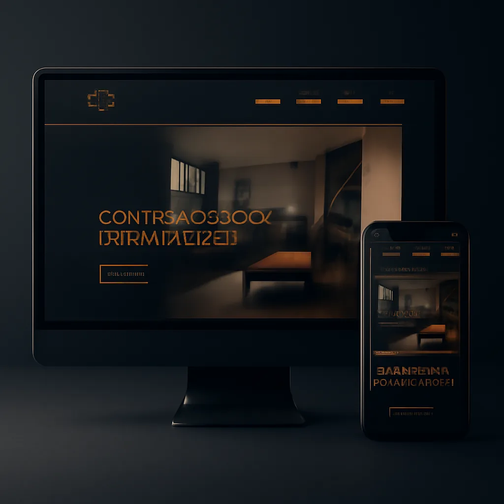 Contractor and home renovation website mockup with project gallery on desktop and mobile