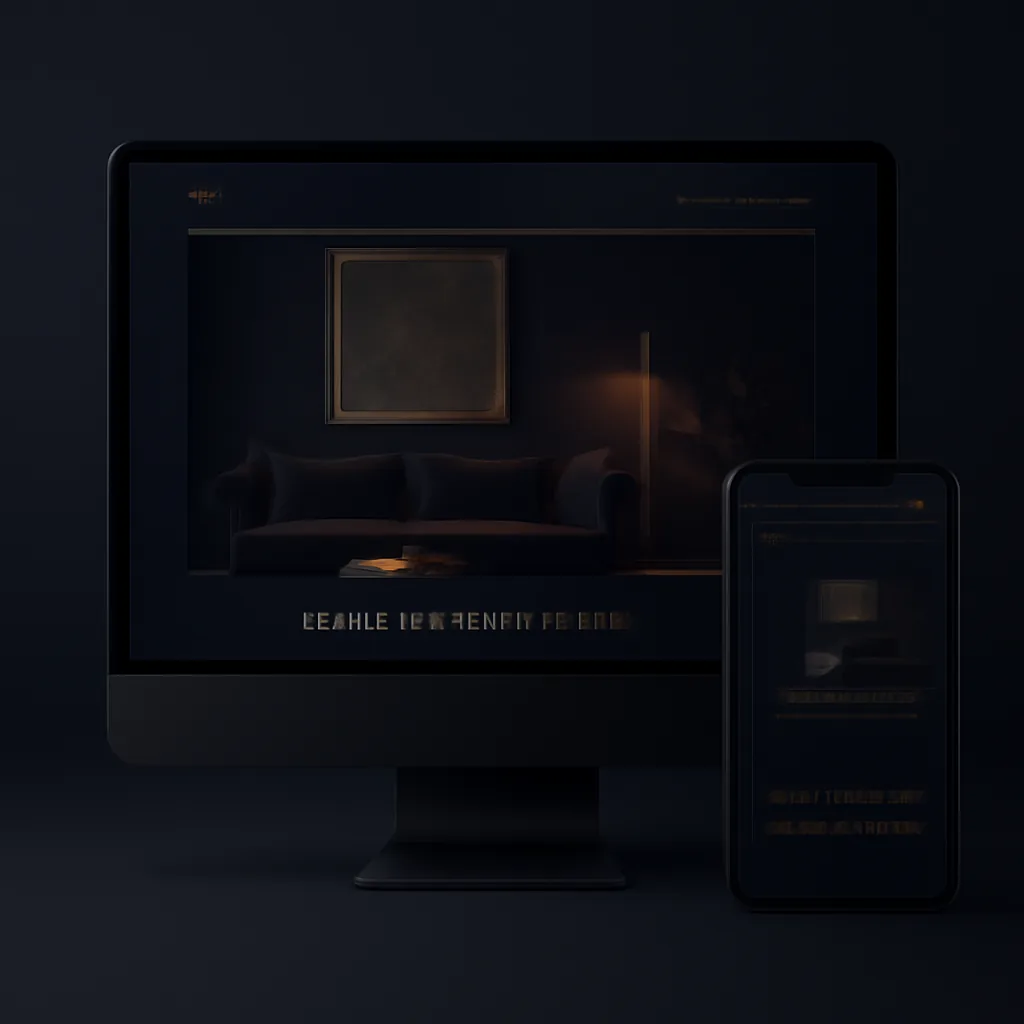 Responsive website mockup for an interior design and architecture studio in Sydney shown on desktop and mobile