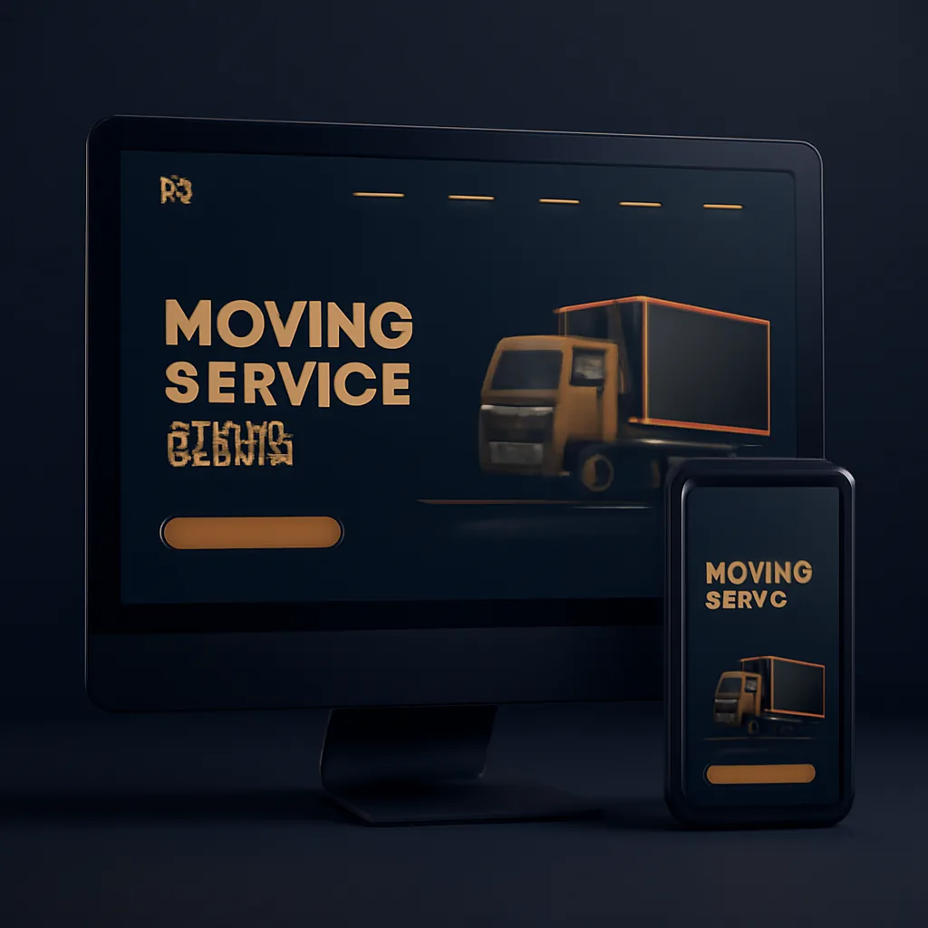 Moving and removalist service website mockup with same day quote on desktop and mobile
