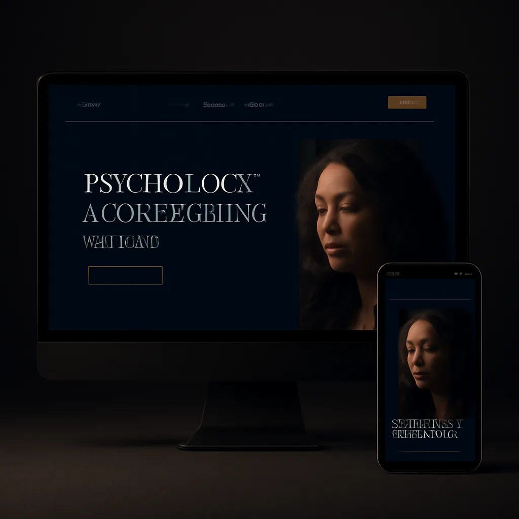 Psychology and counseling website mockup with confidential enquiry on desktop and mobile